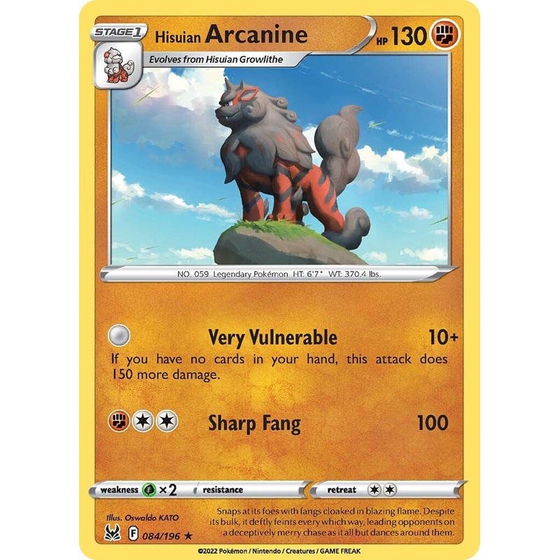 Hisuian Arcanine (084/196) (Theme Deck Exclusive) [Sword & Shield: Lost Origin]