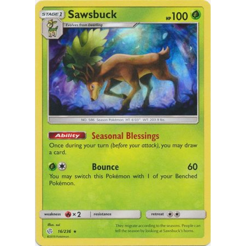 Sawsbuck (16/236) (Build & Battle Box Exclusive) [Sun & Moon: Cosmic Eclipse]