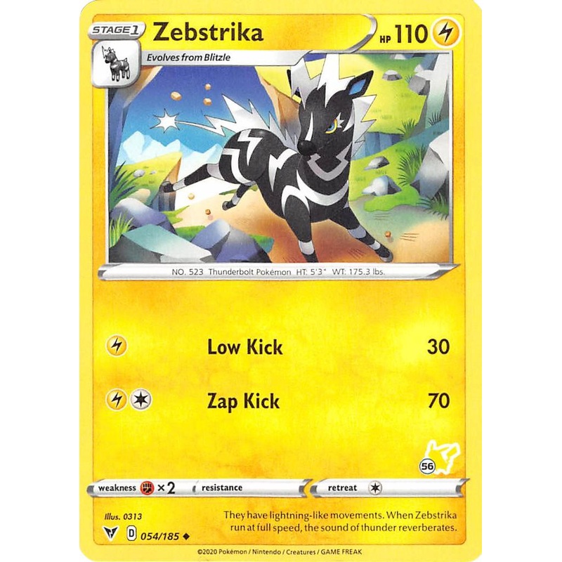 Zebstrika (054/185) (Pikachu Stamp #56) [Battle Academy 2022]
