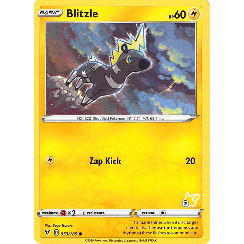 Blitzle (053/185) (Pikachu Stamp #2) [Battle Academy 2022]