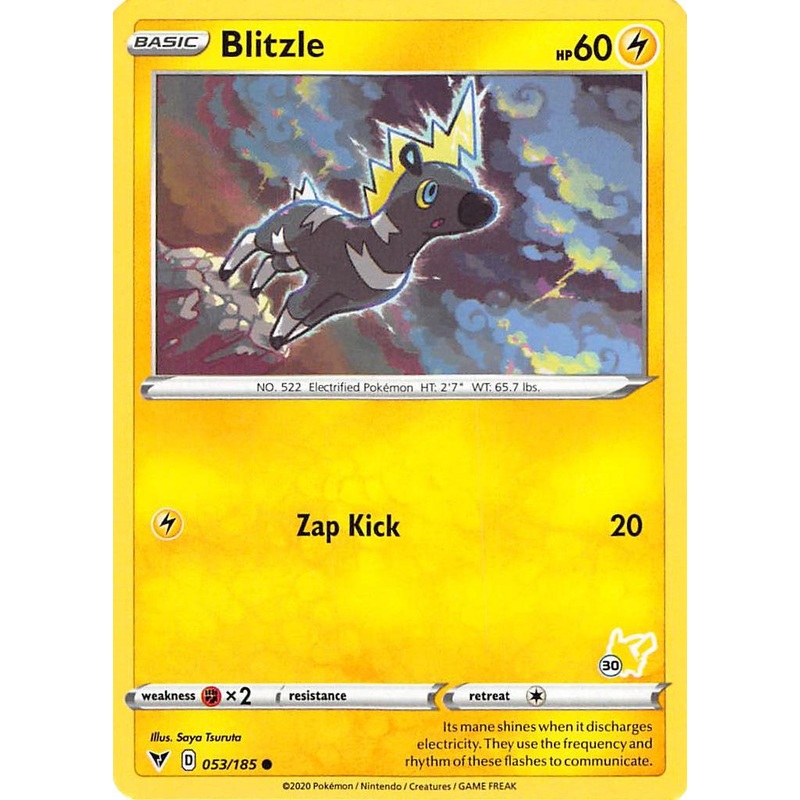 Blitzle (053/185) (Pikachu Stamp #30) [Battle Academy 2022]