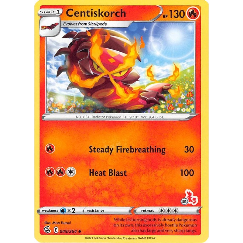 Centiskorch (49/264) (Cinderace Stamp #51) [Battle Academy 2022]