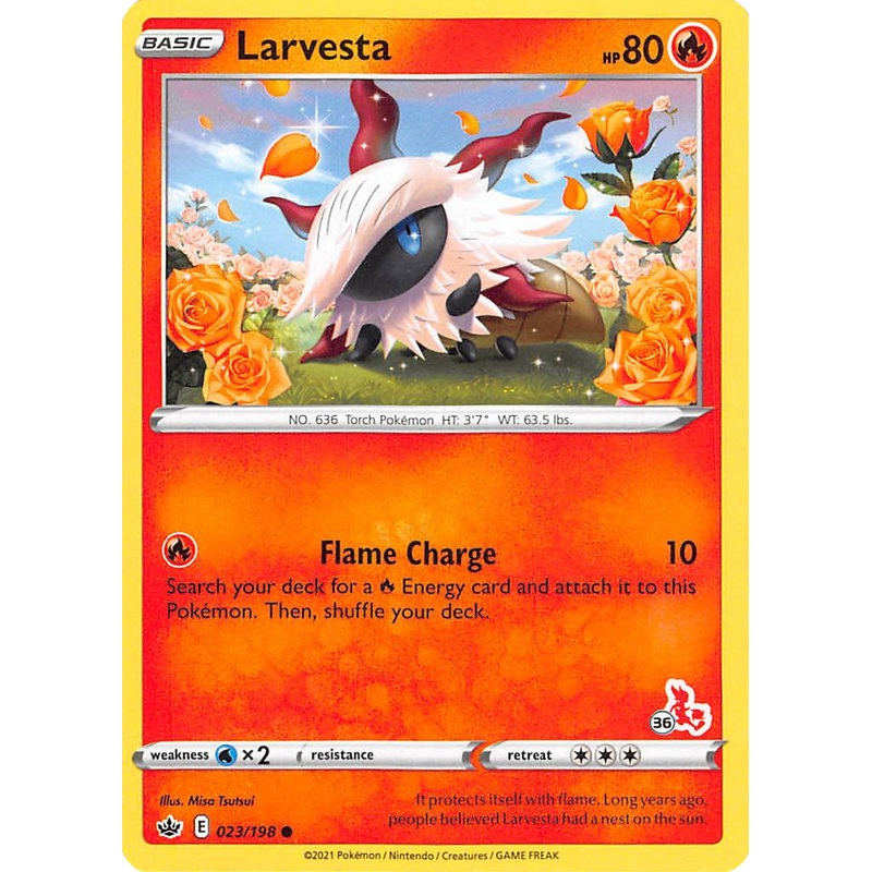 Larvesta (23/198) (Cinderace Stamp #36) [Battle Academy 2022]