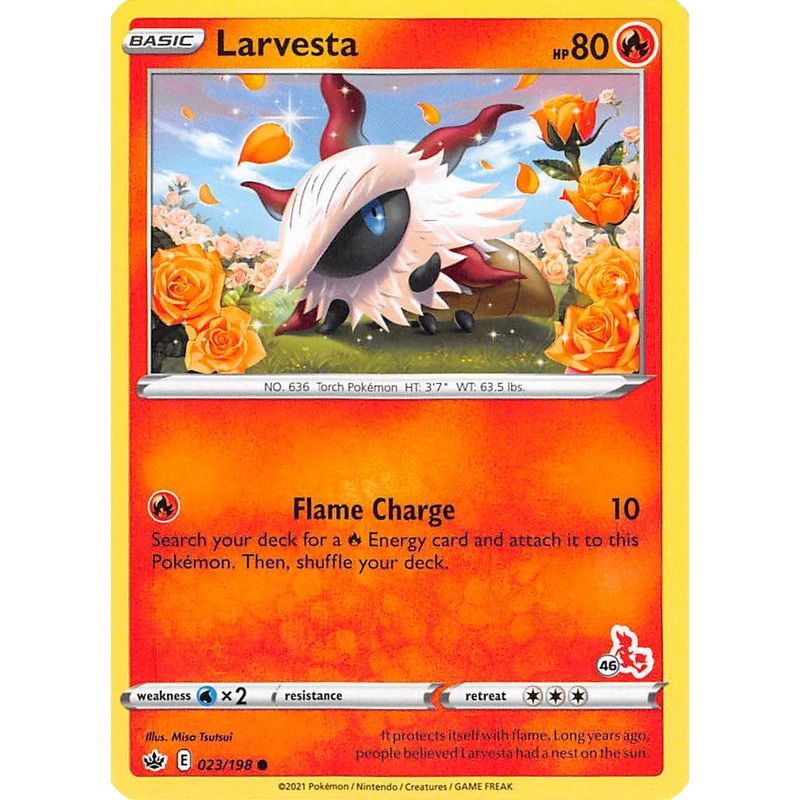 Larvesta (23/198) (Cinderace Stamp #46) [Battle Academy 2022]