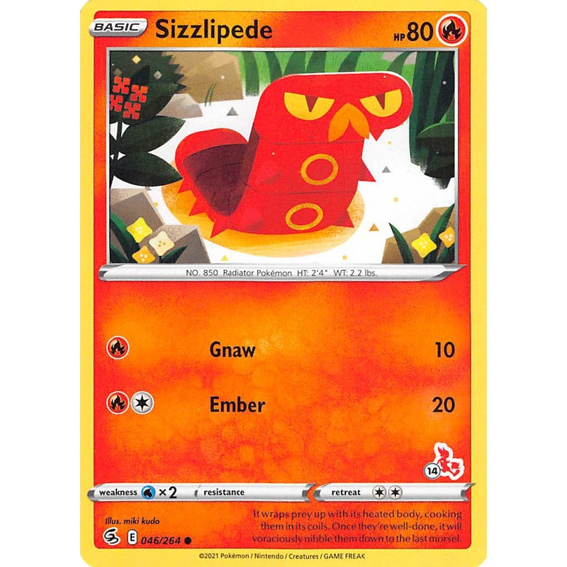 Sizzlipede (046/264) (Cinderace Stamp #14) [Battle Academy 2022]