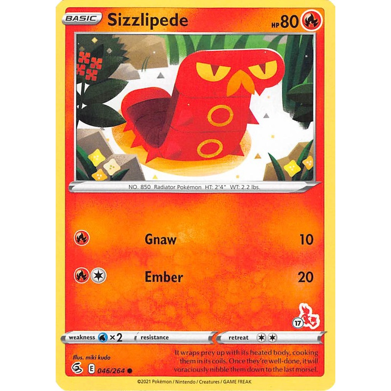 Sizzlipede (046/264) (Cinderace Stamp #17) [Battle Academy 2022]