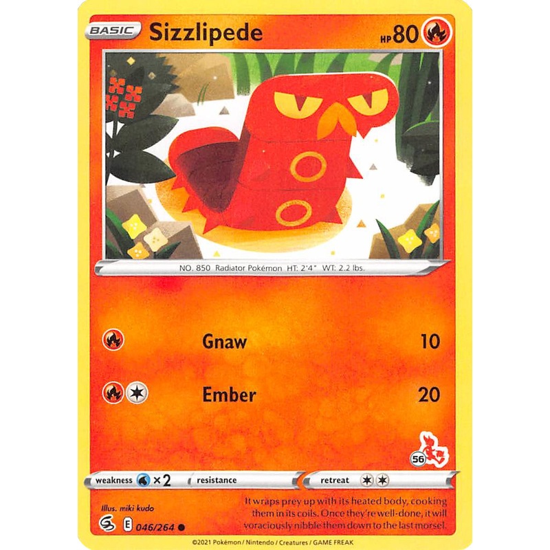 Sizzlipede (046/264) (Cinderace Stamp #56) [Battle Academy 2022]