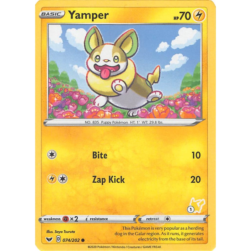 Yamper (074/202) (Pikachu Stamp #1) [Battle Academy 2022]