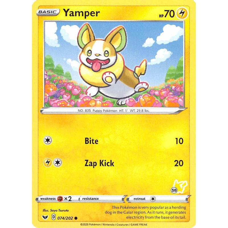 Yamper (074/202) (Pikachu Stamp #58) [Battle Academy 2022]