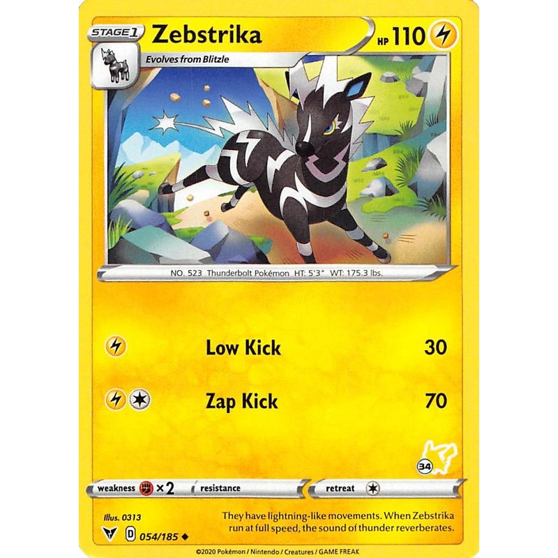 Zebstrika (054/185) (Pikachu Stamp #34) [Battle Academy 2022]