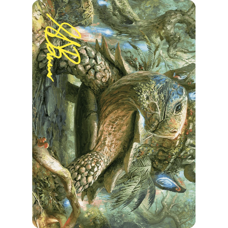 Blossoming Tortoise Art Card (Gold-Stamped Signature) [Wilds of Eldraine Art Series]