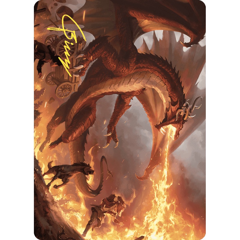 Realm-Scorcher Hellkite Art Card (Gold-Stamped Signature) [Wilds of Eldraine Art Series]