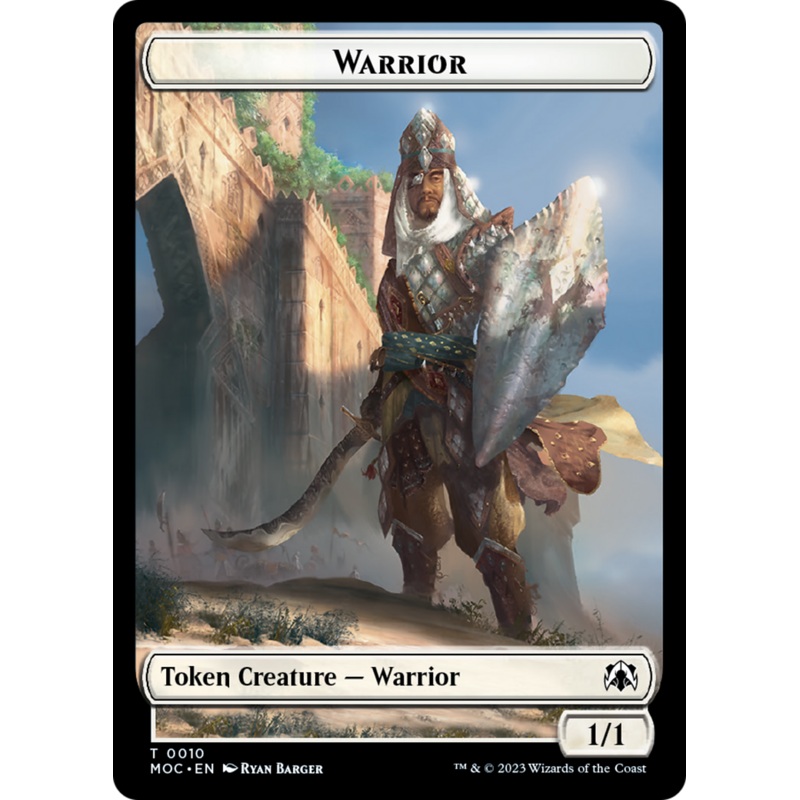 Warrior // Elspeth, Sun's Champion Emblem Double-Sided Token [March of the Machine Commander Tokens]