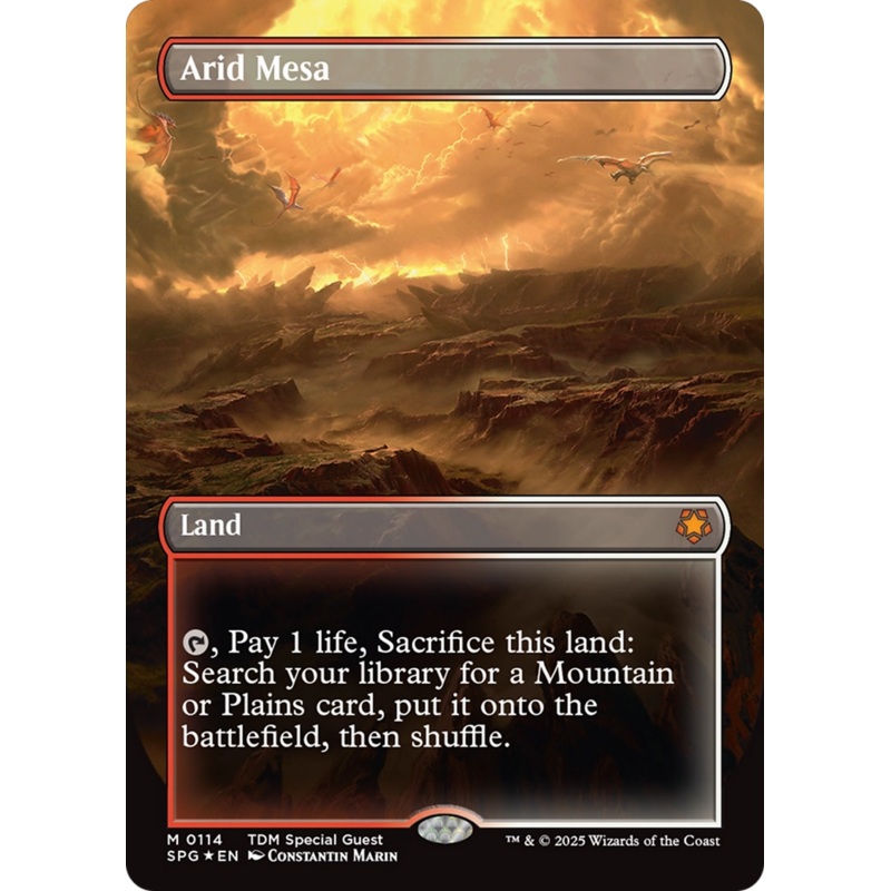 Arid Mesa (Borderless) (Dragonscale Foil) [Tarkir: Dragonstorm Special Guests]