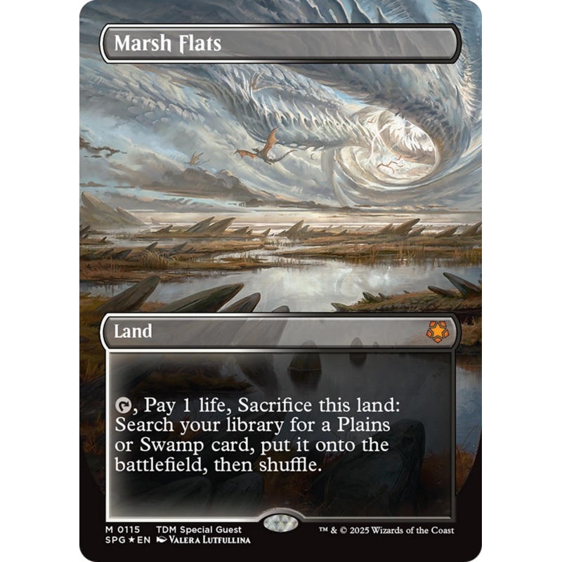 Marsh Flats (Borderless) (Dragonscale Foil) [Tarkir: Dragonstorm Special Guests]