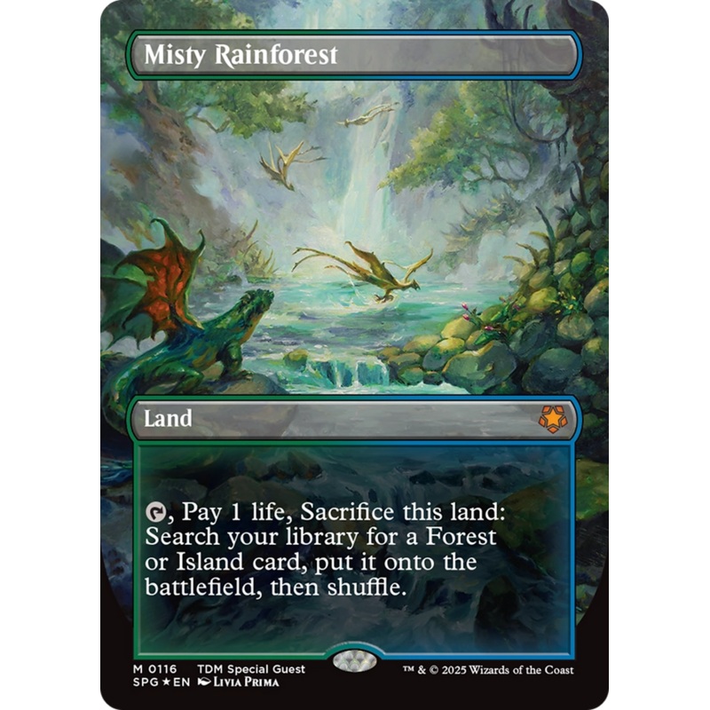 Misty Rainforest (Borderless) (Dragonscale Foil) [Tarkir: Dragonstorm Special Guests]
