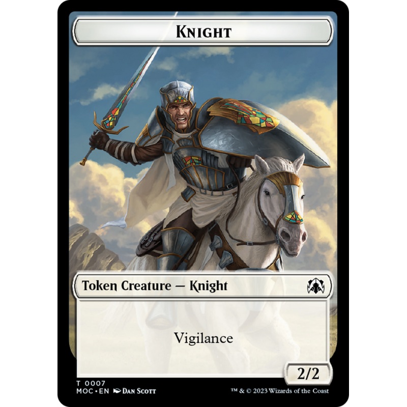 Knight (7) // Spirit (14) Double-Sided Token [March of the Machine Commander Tokens]
