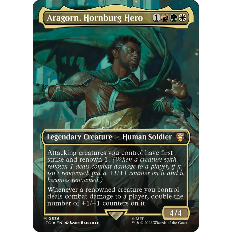 Aragorn, Hornburg Hero (Borderless) (Surge Foil) [The Lord of the Rings: Tales of Middle-Earth Commander]