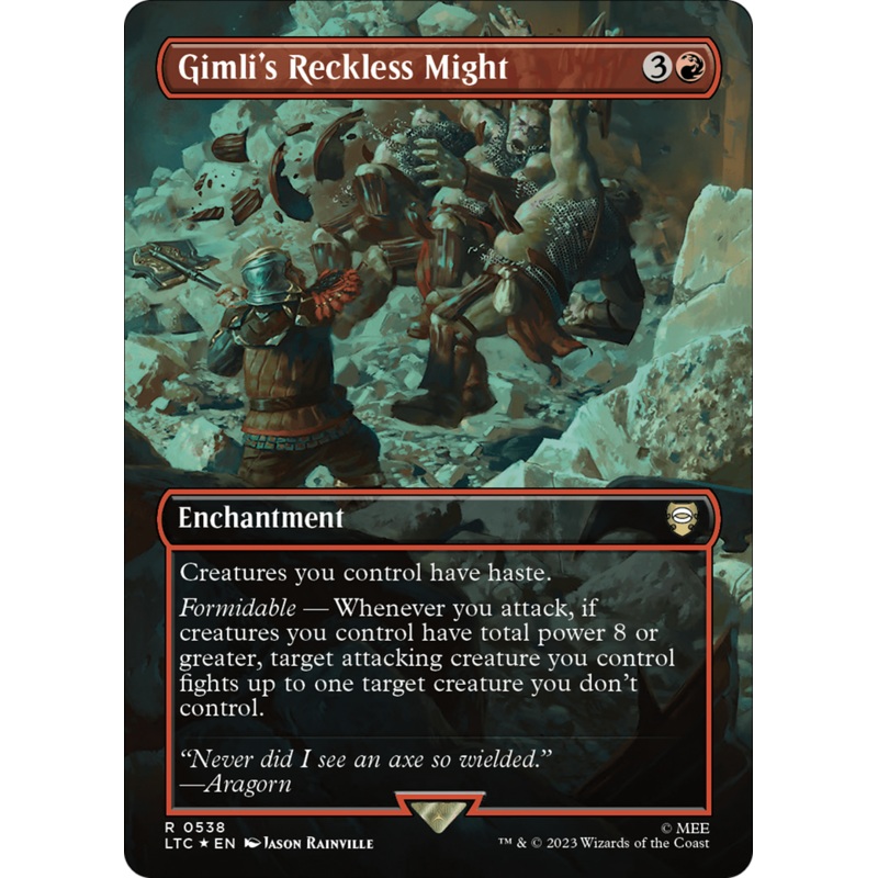 Gimli's Reckless Might (Borderless) (Surge Foil) [The Lord of the Rings: Tales of Middle-Earth Commander]