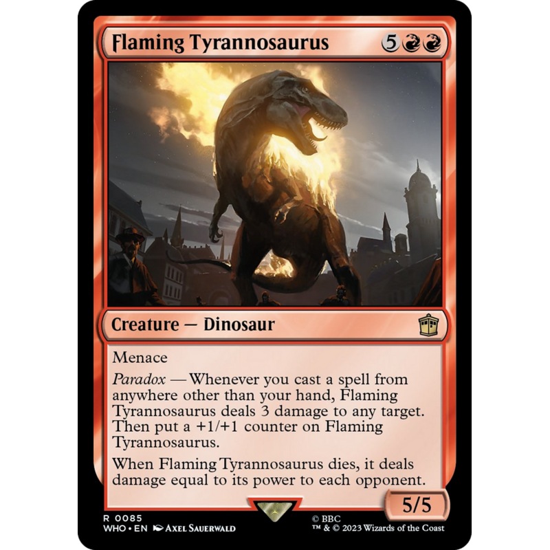 Flaming Tyrannosaurus [Doctor Who]