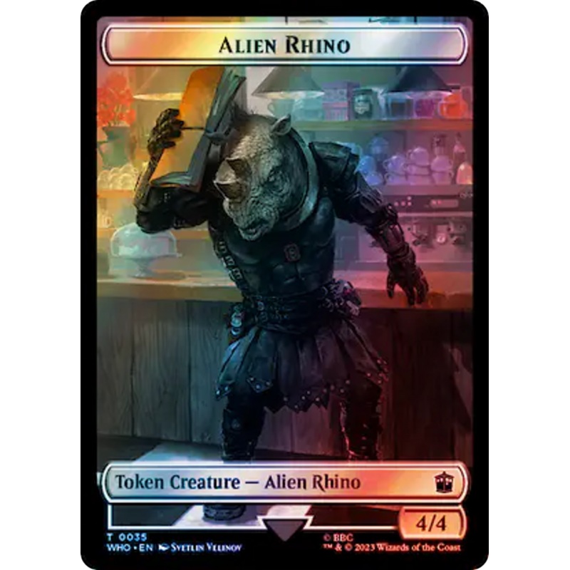 Alien Rhino // Mutant Double-Sided Token (Surge Foil) [Doctor Who Tokens]