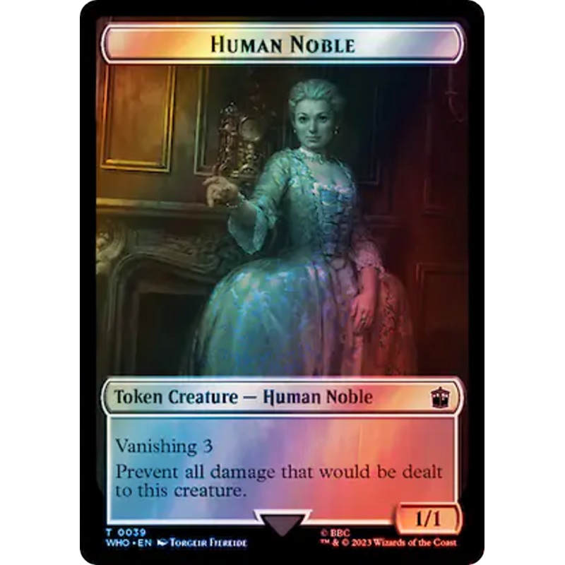 Human Noble // Beast Double-Sided Token (Surge Foil) [Doctor Who Tokens]