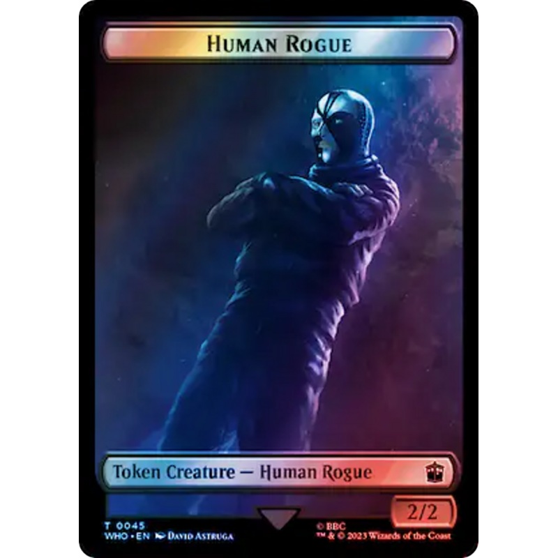 Human Rogue // Dinosaur Double-Sided Token (Surge Foil) [Doctor Who Tokens]