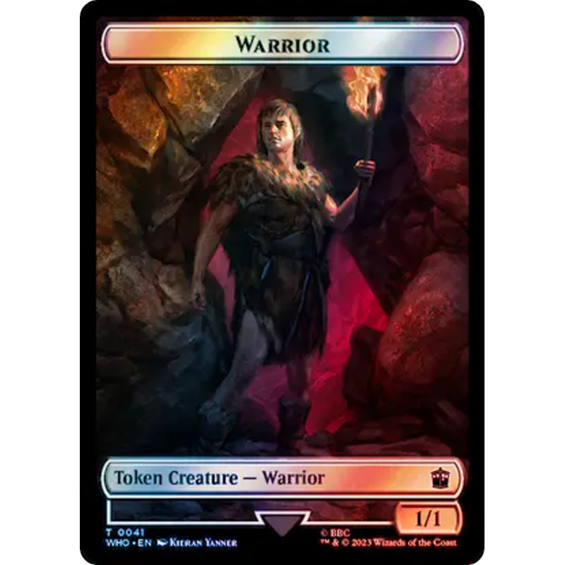 Warrior // Dinosaur Double-Sided Token (Surge Foil) [Doctor Who Tokens]