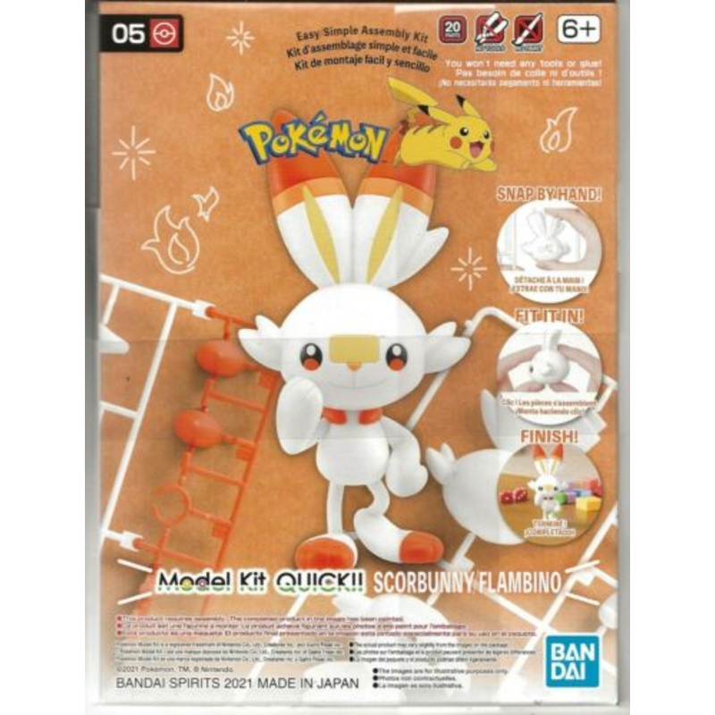 BANDAI 2561633 05 Scorbunny "Pokemon", Bandai Spirits Hobby Pokemon Model Kit