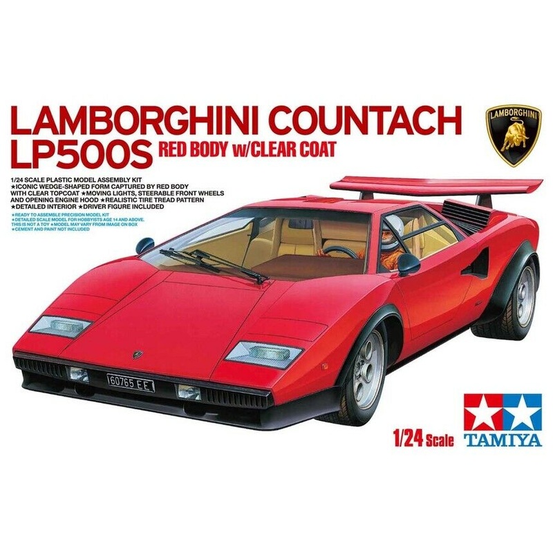 TAMIYA 25419 1/24 Lamborghini Countach LP500S, Red w Clear Coat