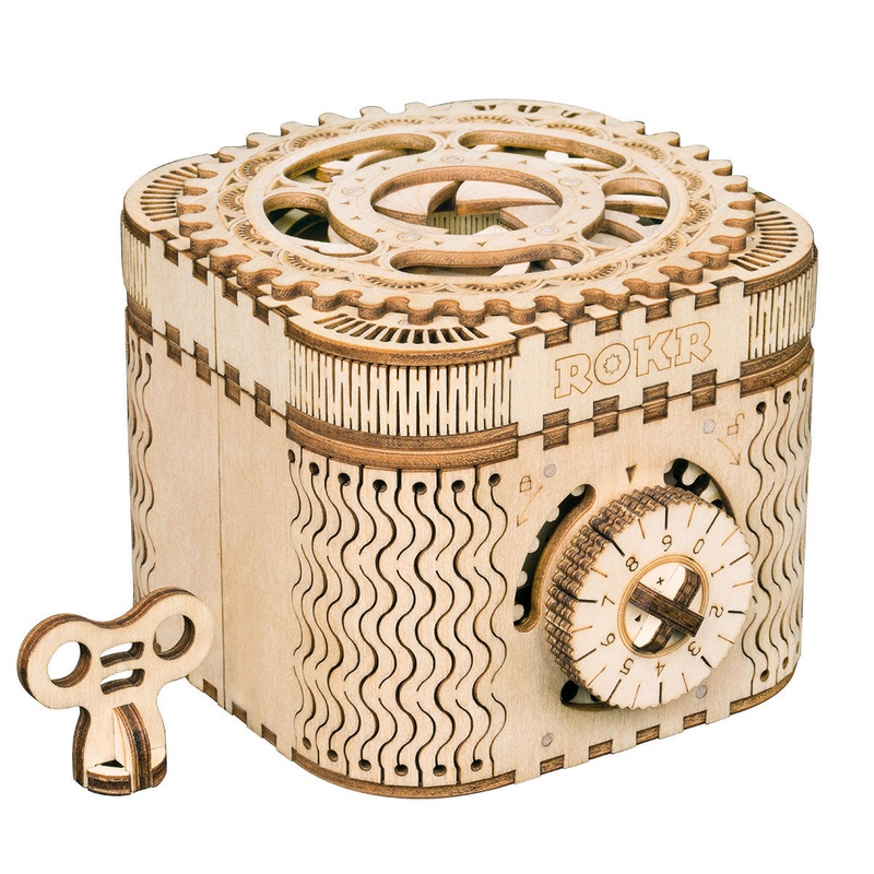 ROBOTIME LK502 Mechanical Wood Models; Treasure Box