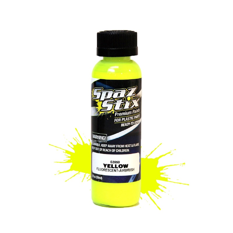 SPAZ STIX 02050 Yellow Fluorescent Airbrush Ready Paints, 2oz Bottle
