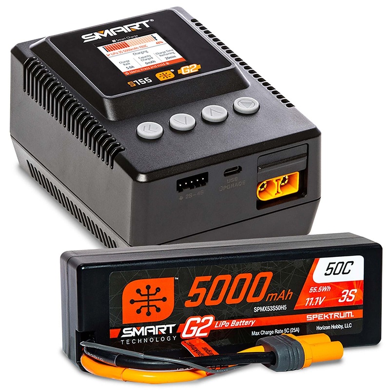 SPEKTRUM SPMXPSS300 Smart Powerstage Surface Bundle: 5000mAh 3S LiPo Battery / S155 Charger