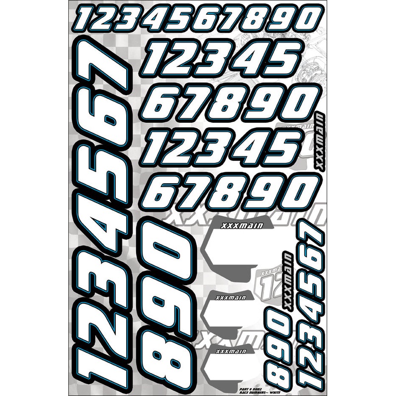 XXX MAIN N002 Race Numbers - White