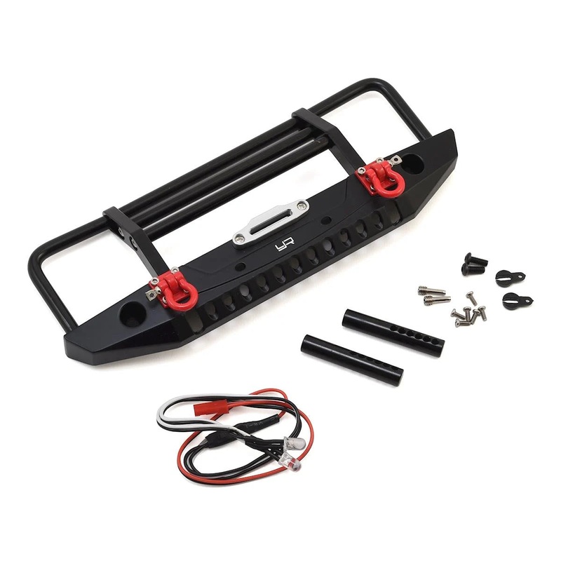YEAH RACING TRX4-032BK Aluminum Front Bumper w/LED Light (Black) fits TRX-4M and SCX10 i & ii