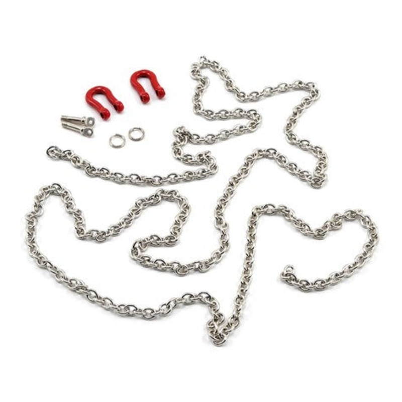 YEAH RACING YA-0385 96cm 1/10 Crawler Scale Steel Chain w/ Red Shackles