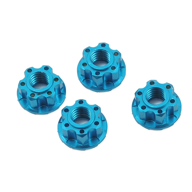 YEAH RACING YA-0448LB 4mm Aluminum Serrated Wheel Lock Nut (4) (Blue)