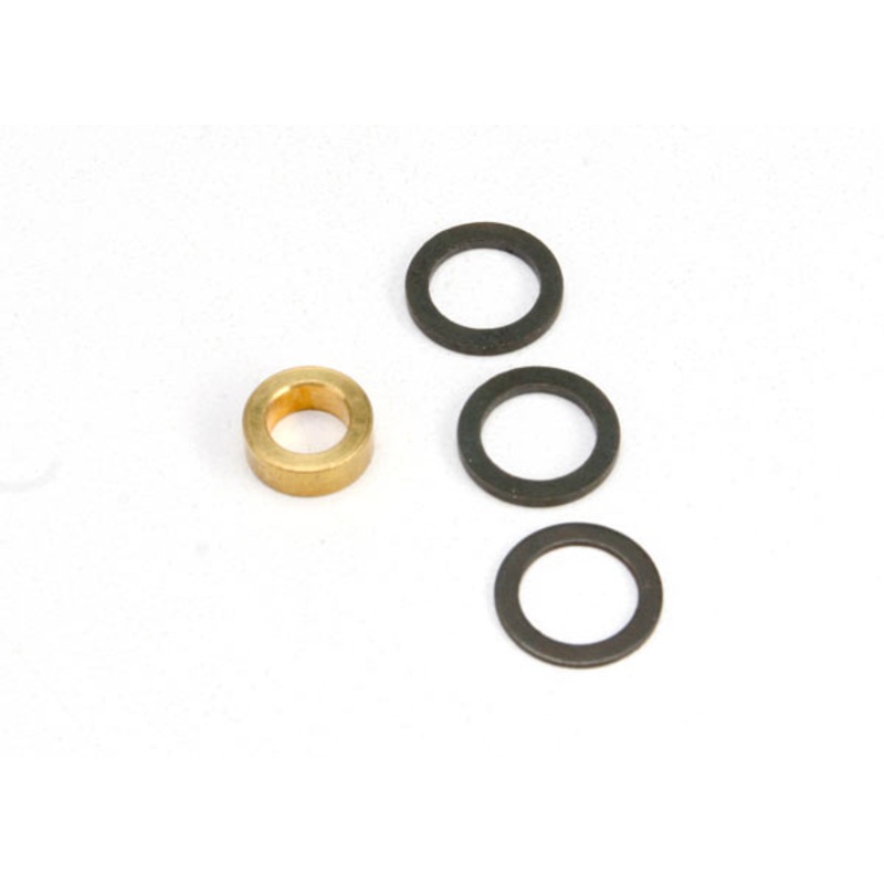 TRAXXAS 5426  Washer, 7x10x1.0 (2), 7x10x0.5 (1) black steel (shims for flywheel spacing), Washer, 5x8.2.8 brass (1) (shim for clutch bell spacing) for Revo Big Block Kit