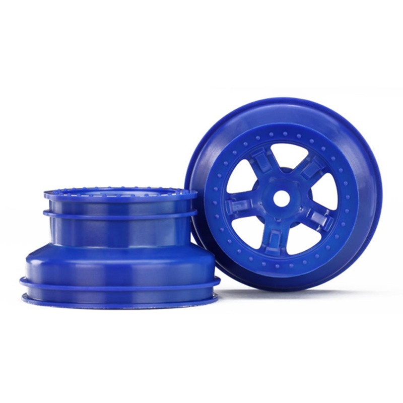 TRAXXAS 7673 Wheels, SCT blue, beadlock style, dual profile 1.8" inner, 1.4" outer (2) PRERUNNER