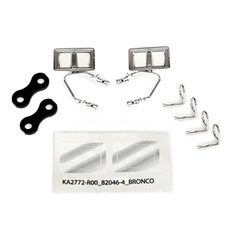 TRAXXAS 8073X Mirrors, side, chrome (left & right)/ retainers (2)/ body clips (4)