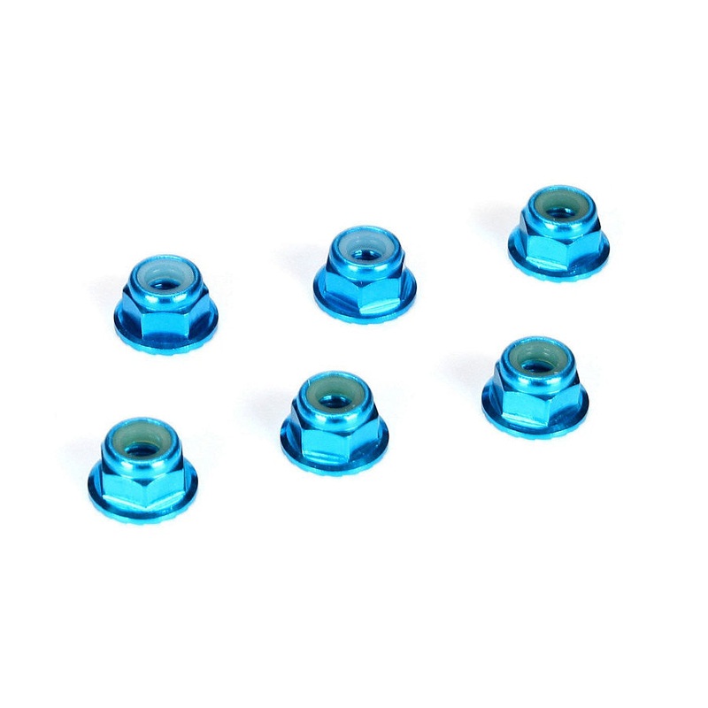 LOSI TLR336001 4mm Aluminum Serrated Lock Nuts Blue