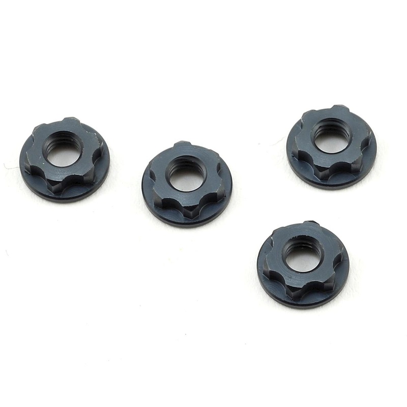 TEKNO TKR6274 Wheel Nuts 7mm M4 Serrated Gun Metal Anodized 4pc