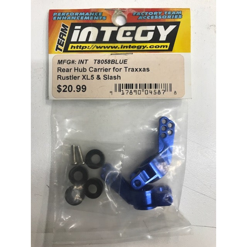 INTEGY T8058BLUE Rear Hub Carrier for Traxxas Rustler Slash