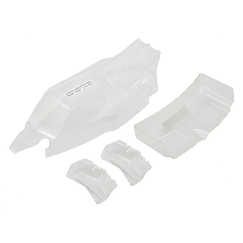 LOSI TLR330006 Lexan Body /Wing Set, Clear, w/Stickers, Laydown: 22 3.0