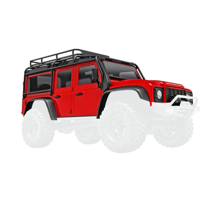 TRAXXAS 9712-RED Body, Land Rover Defender, complete, blue (includes grille, side mirrors, door handles, fender flares, fuel canisters, jack, spare tire mount, & clipless mounting)