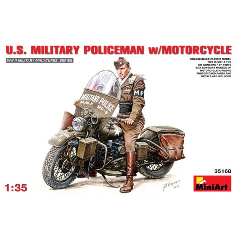 Miniart - 1/35 US Military Policeman w/ Motorcycle