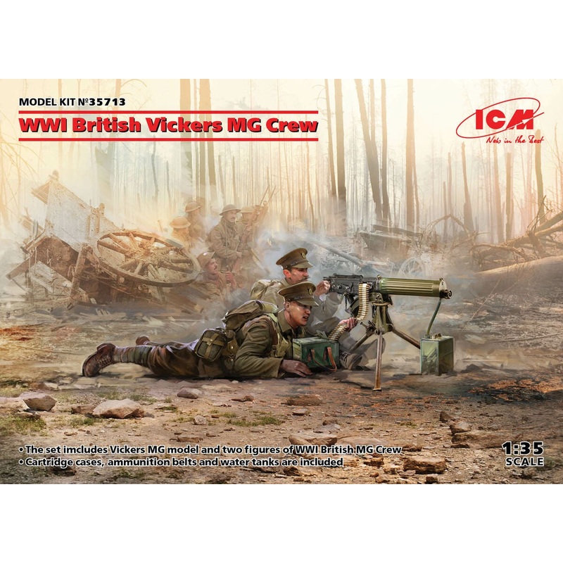 ICM - 1/35 WWI Vickers Mg Crewvickers Mg w/ 2 Figures