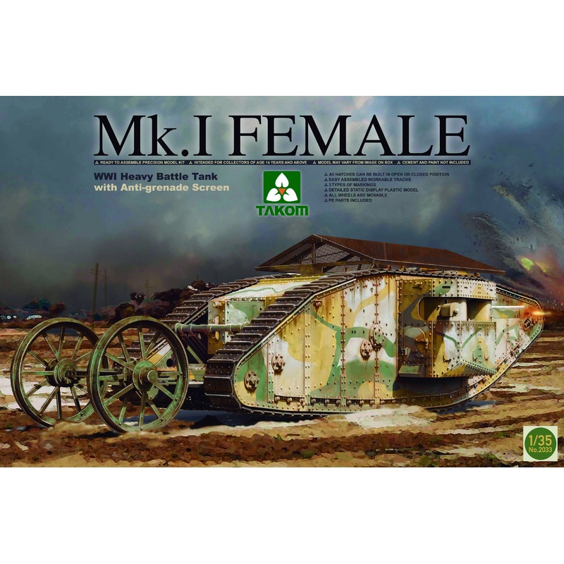 Takom - 1/35 WWI Heavy Battle Tank MK.I Female w/ Anti-Grenade Screen