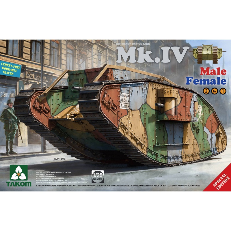 Takom - 1/35 WWI Tank Mk.IV 2-in-1 (Special Ed. cement-free tracks)