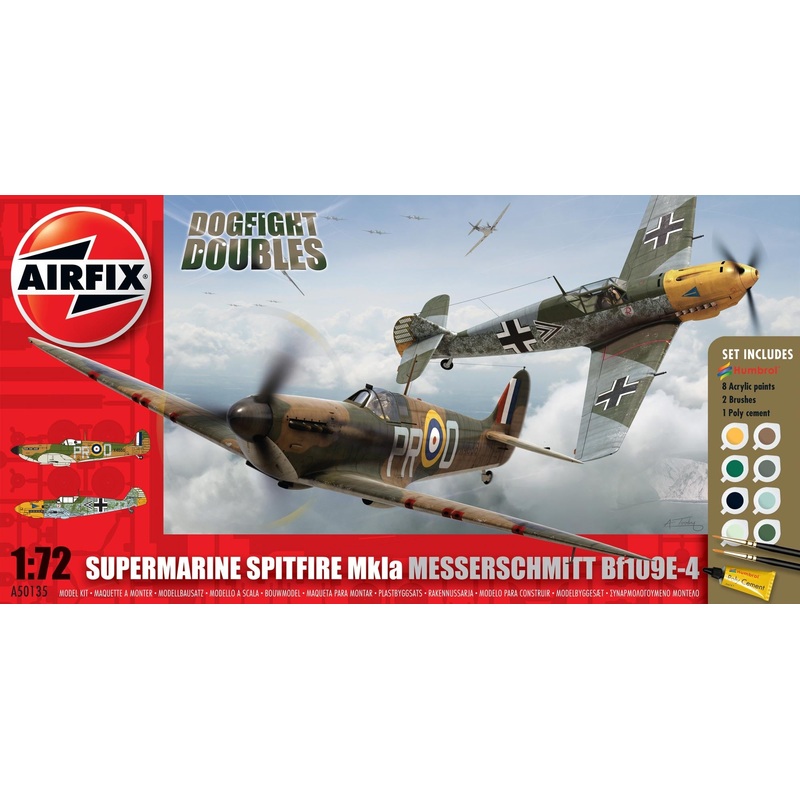 Airfix - 1/72 Spitfire MK.1a & Messerschmitt Bf 109E-4 (Set incl. Paints)
